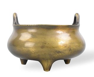 Chinese Gilt Bronze Tripod Censer, 18/19th C.