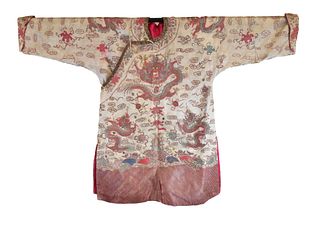 Chinese Embroidery Women Dragon Robe,Qing Dynasty
