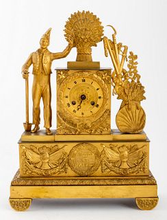 Charles X Restoration Gilded Bronze Mantel Clock