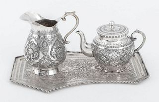 Persian Silver Tea Set, 3 Pieces