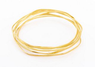 18K Yellow Gold Coiled Wire Bangle