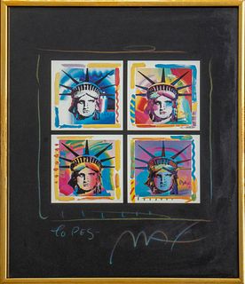 Peter Max "Liberty Heads" Signed Serigraph