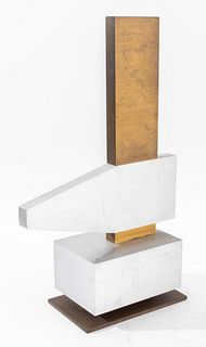 Louise Pershing Abstract Alu & Brass Sculpture
