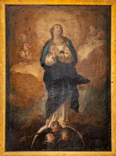 After Murillo Immaculate Conception Oil, 19th C