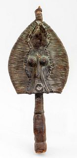 African Kota Brass Mounted Wooden Reliquary Figure