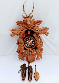 German Carved Walnut Cuckoo Clock