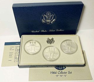 (3-coins) 1984-P/D/S Olympic U.S. Proof Silver Commemorative Dollar