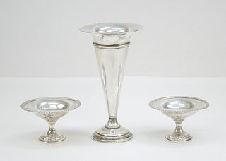 Weighted Sterling Vase and (2) Dishes.