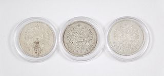 (3) Alexander III One Ruble Coins. 