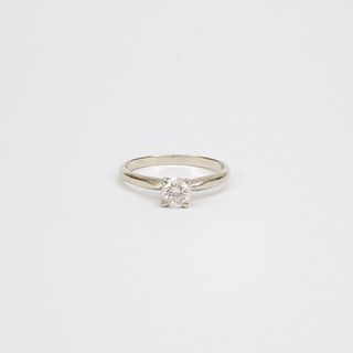 14K White Gold Diamond Solitaire Ring.