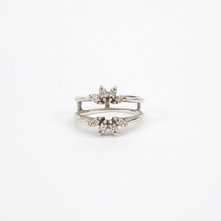 14K White Gold Double Ring.