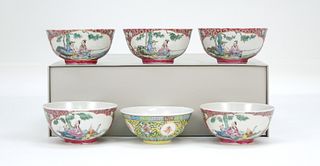(6) Chinese Polychrome Porcelain Bowls.