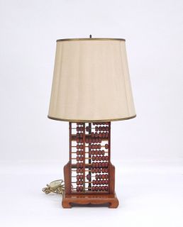 Chinese Carved Huanghuali Wood Abacus Lamp.