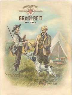 1910 Grain Belt Golden Beers "A Fair Exchange" Lithograph Minneapolis Minnesota