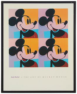 After Andy Warhol, (1928-1987), "Andy Warhol: The Art of Mickey Mouse," 1981, Offset lithograph in colors on paper, Sight: 29.625" H x 23.625" W