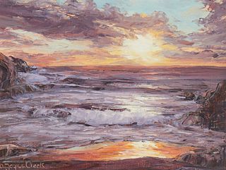 Joyce Clark (1916 - 2010), "Sun Glow," and "Ulaino Shore," Oil on canvas, 9" H x 12" W, 2 pieces