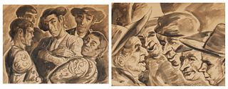 Lionel Samson Reiss (1894-1988), "Andalucia Politicos," and A group of men talking, Watercolor on paper, Sight: 7.75" H x 10.25" W, 2 pieces