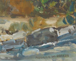 Frederick William Becker (1888-1974), "Rio Grande River," Oil on paper, Sight: 11.75" H x 15.75" W