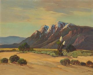 George Bickerstaff, (1893-1954), Landscape with snow-capped mountains, Oil on canvas, 24" H x 30" W