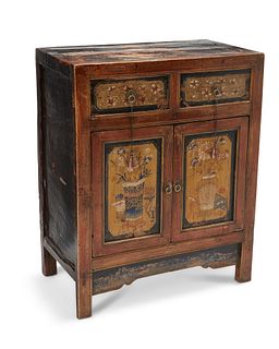 A Chinese lacquered wood tea cabinet