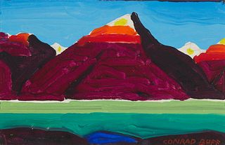 Conrad Buff (1886-1975), Landscape with mountains, Oil on board, 9" H x 12" W