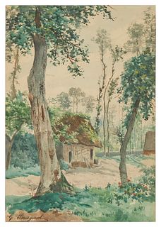 Gusave Brisgand (1880-1950), French landscape, Watercolor on paper, Sight: 14.5" H x 10.375" W