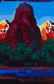 Conrad Buff (1886-1975), Mountain landscape, Oil on board, 12.5" H x 8.5" W
