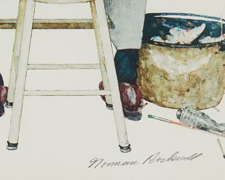 After Norman Rockwell (1894-1978), "Triple Self-Portrait," Photomechanical reproduction in colors on paper, Sight: 27.5" H x 21.75" W