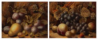 Oliver Clare (1853-1927), A pair of fruit still lifes, Oil on board, Each: 7" H x 9" W