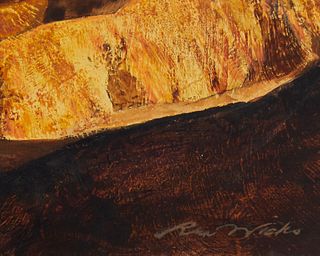 Ren Wicks (1911-1997), "Erosion," Oil on board, 12" H x 16" W