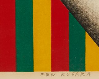 Kenji Kusaka (b. 1936), Untitled, 1968, Woodcut in colors on paper, Image: 15.25" H x 21.5" W; Sight: 16" H x 22.5" W