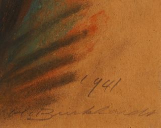 Hans Burkhardt (1904-1994), Abstract of birds, 1941, Pastel on tan paper, Sheet: 17" H x 20.75" W