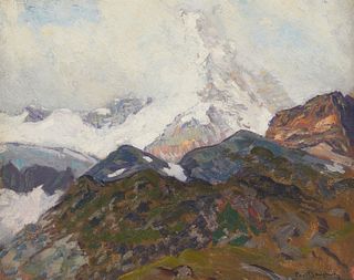 Paul Dougherty (1877-1947), "The Matterhorn," Oil on panel, 12.75" H x 16" W