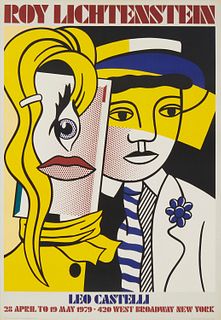After Roy Lichtenstein, 1923-1997, "Leo Castelli: 28 April to 19 May 1979", Offset lithograph in colors on poster paper, Sight: 51" H x 35.5" W