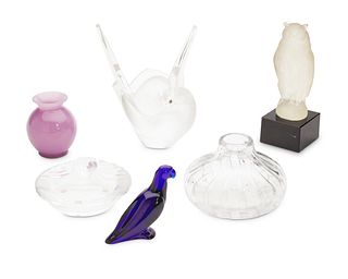 A group of crystal decorative items