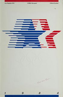 After Robert Miles Runyan, (1925-2001), "Los Angeles USA, XXIIIrd Olympiad, Official Symbol, 1984", Color image on poster paper, Sight: 36" H x 23.75"