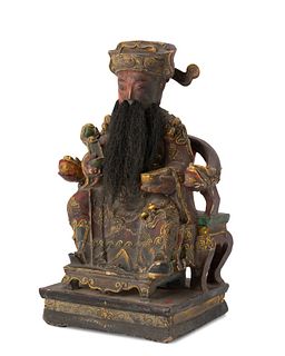 A Chinese carved wood "Guan Yu" figure