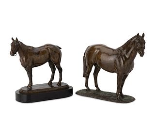 Two equine bronze sculptures