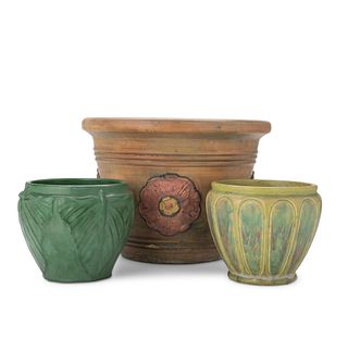 A group of Weller-style pottery jardinieres