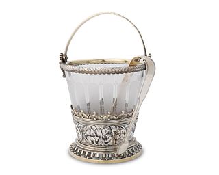 An Elkington silver-plate and crystal ice bucket