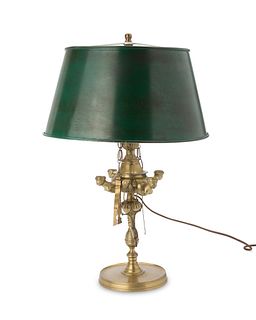 A French Empire-style brass bouillotte lamp