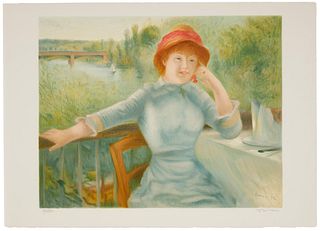 After Pierre-Auguste Renoir (1841-1919), "Alphonsine Fournaise," 1992, Color lithographic reproduction on wove paper, Image: 18.25" H x 23.25" W; Shee