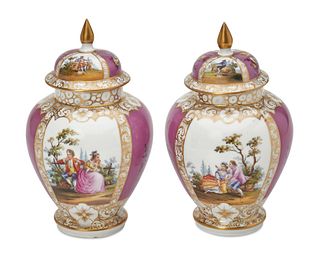 A pair of Meissen porcelain vases