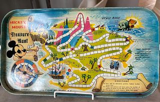 WALT DISNEY T Cohn Tin Litho Mickey Mouse Treasure Hunt Game Board 1950