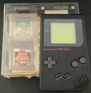 Nintendo original Gameboy Play it Loud edition with Kirby and Offroad cartridge games, Case and Box Works well!