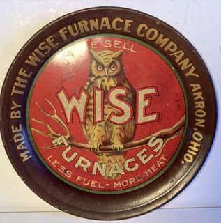 PRE PROHIBITON Wise Furnaces Company  Lithograph Tin Akron Ohio Tip Tray