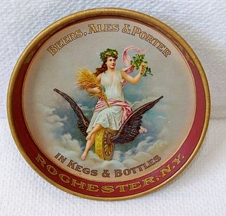 Pre Prohibition BARTHOLOMAY Winged Wheel BEER & ALE Pre-1905 Chas W Shonk Litho Chicago Lithographed Small Tip Tray