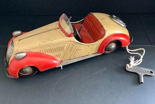 Schuco Tin Litho Wind Up Vehicle 10 inches long with Key works!