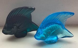 Lalique Crystal Blue shades of  Fish Made in France