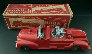 Hubley Kiddie Toy Fire Engine Hook And Ladder Truck #463 Metal In Box